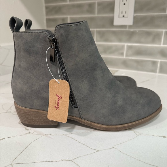 Jeossy Ankle Boots Thick Heel Low Heeled Booties for Women Size 8 Color Gray. - Picture 1 of 11